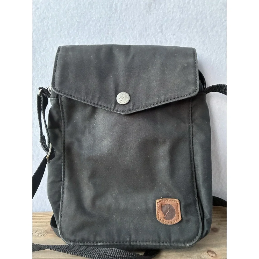 Fjallräven Greenland Pocket Bag Black Canvas Crossbody‎